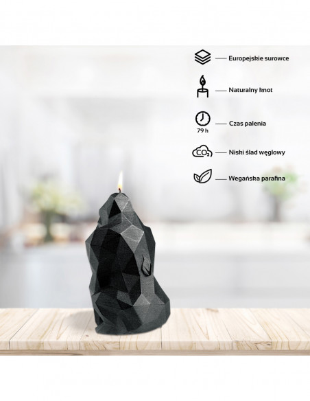 Świeca Gorilla Low-Poly Black Metallic