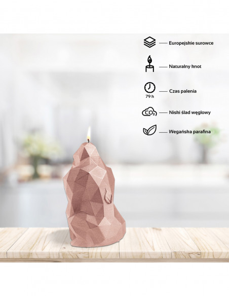 Świeca Gorilla Low-Poly Rose Gold