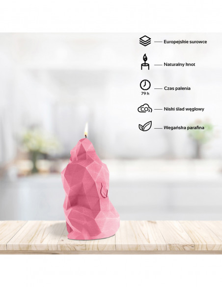 Świeca Gorilla Low-Poly Pink