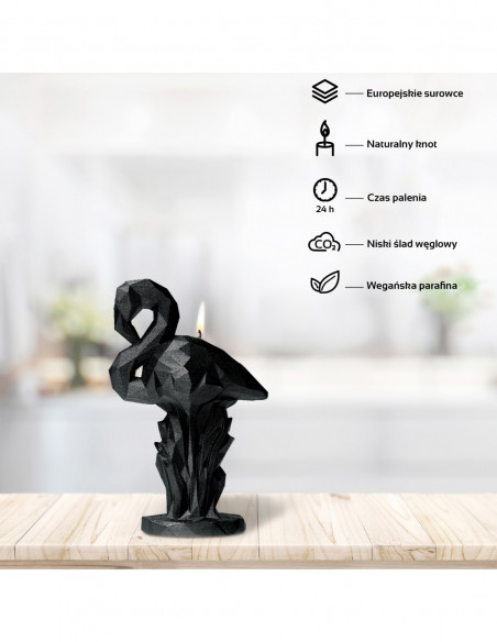 Świeca Flamingo Low-Poly Black Metallic