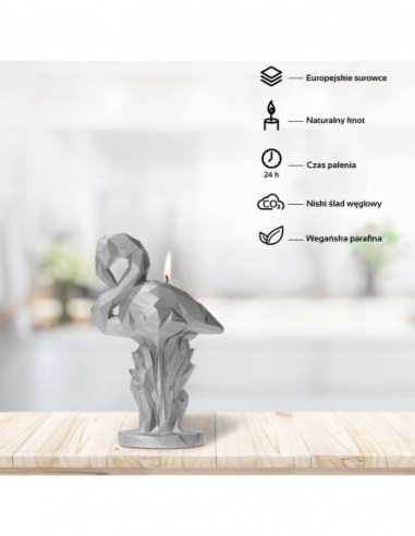 Świeca Flamingo Low-Poly Silver