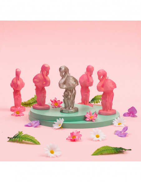 Świeca Flamingo Low-Poly Silver