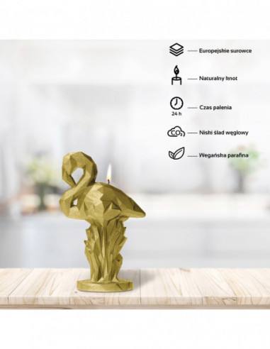 Świeca Flamingo Low-Poly Classic Gold