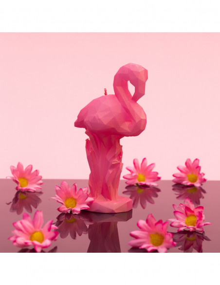 Świeca Flamingo Low-Poly Red