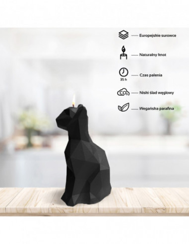 Świeca Cat Low-Poly Black Matt
