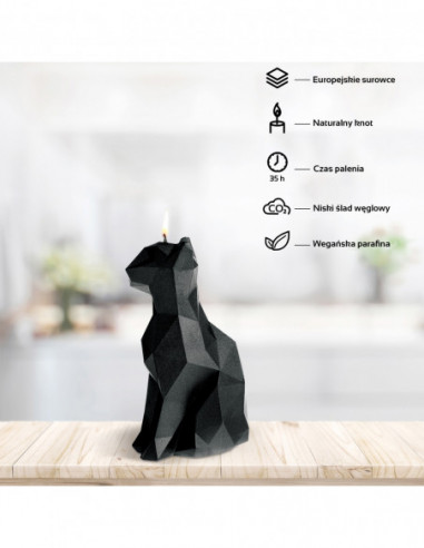 Świeca Cat Low-Poly Black Metallic
