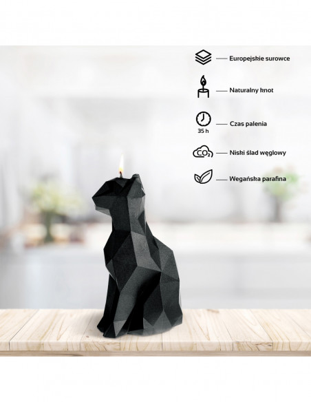 Świeca Cat Low-Poly Black Metallic