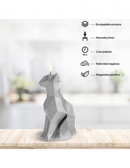 Świeca Cat Low-Poly Silver