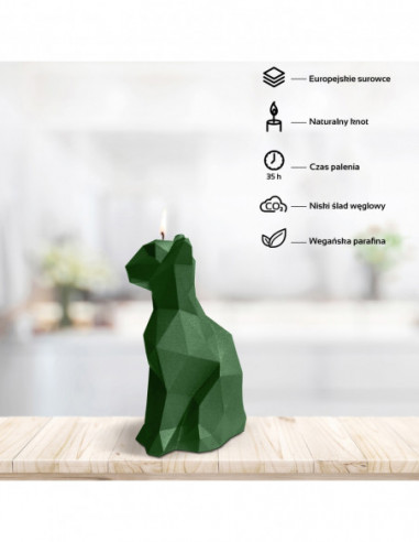 Świeca Cat Low-Poly Dark Green