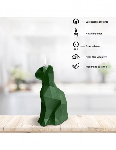 Świeca Cat Low-Poly Dark Green