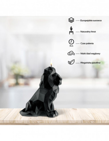 Świeca Lion Low-Poly Black Metallic