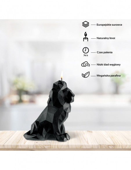 Świeca Lion Low-Poly Black Metallic