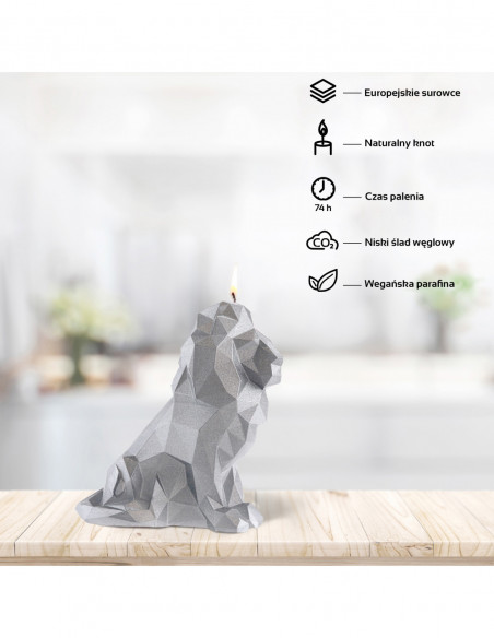 Świeca Lion Low-Poly Silver
