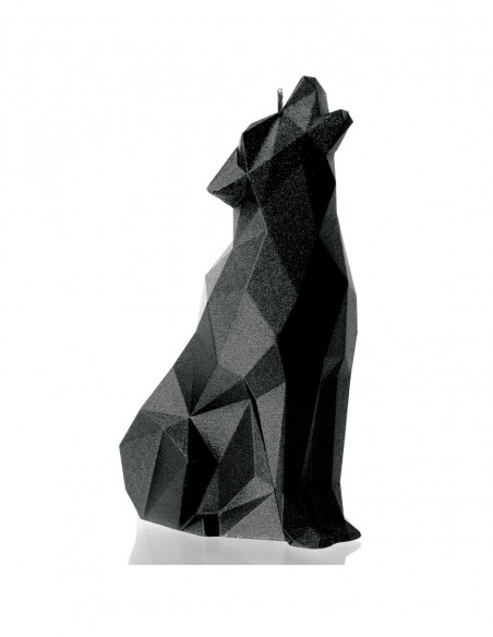 Świeca Wolf Low-Poly Black Metallic
