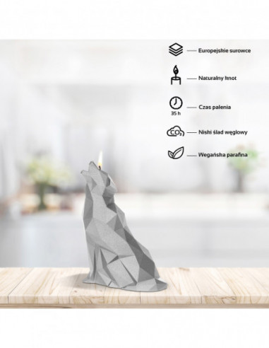 Świeca Wolf Low-Poly Silver