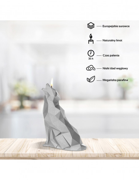 Świeca Wolf Low-Poly Silver