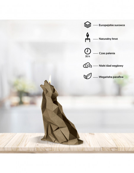 Świeca Wolf Low-Poly Brass