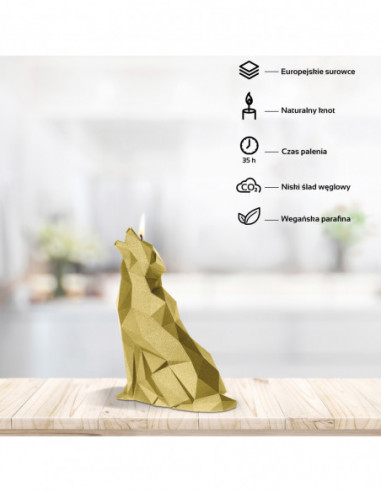Świeca Wolf Low-Poly Classic Gold