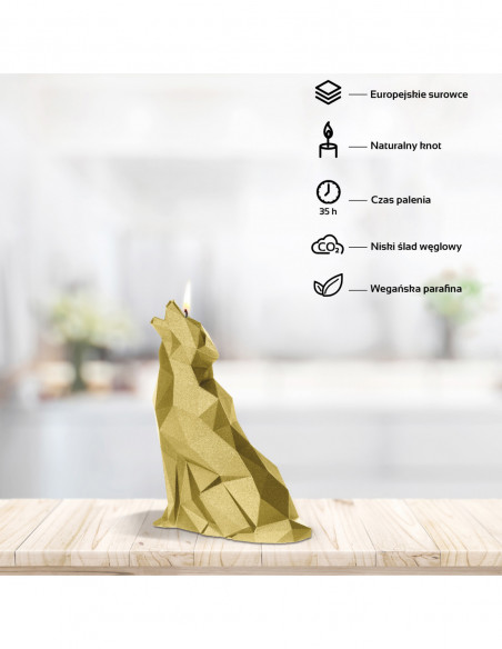Świeca Wolf Low-Poly Classic Gold