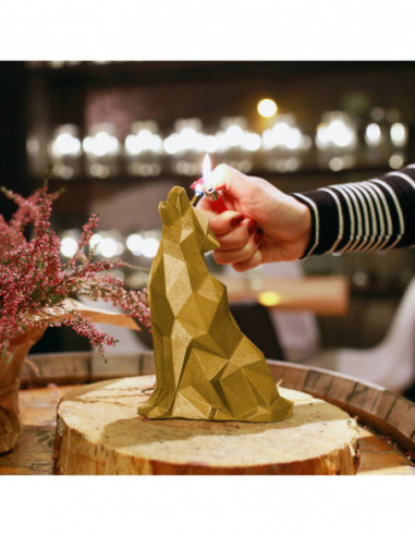 Świeca Wolf Low-Poly Classic Gold