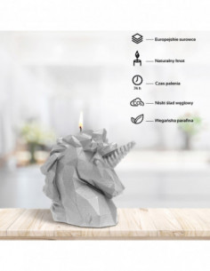 Świeca Unicorn Low-Poly Silver