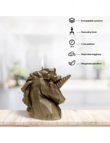 Świeca Unicorn Low-Poly Brass