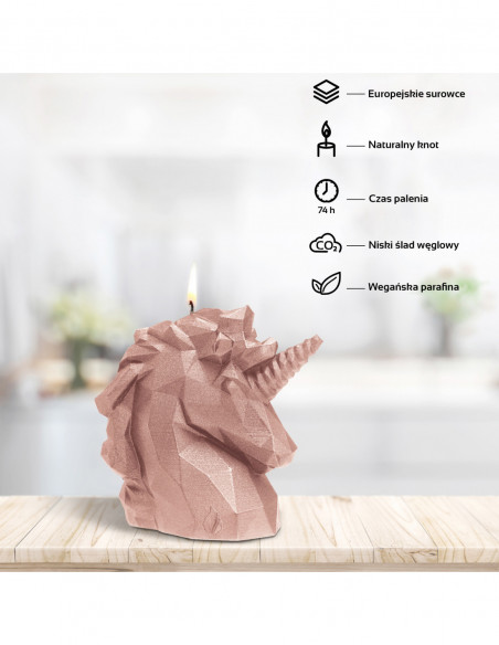 Świeca Unicorn Low-Poly Rose Gold