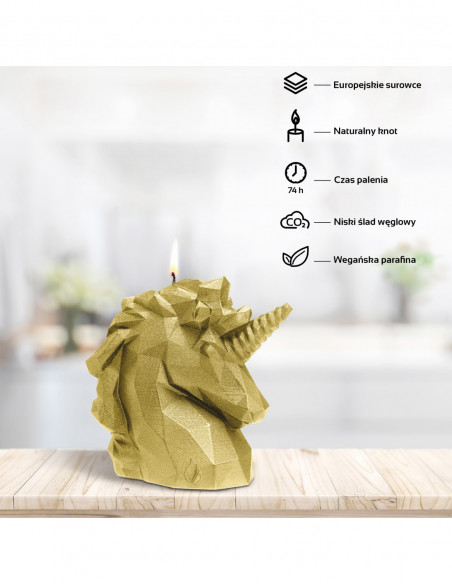Świeca Unicorn Low-Poly Classic Gold