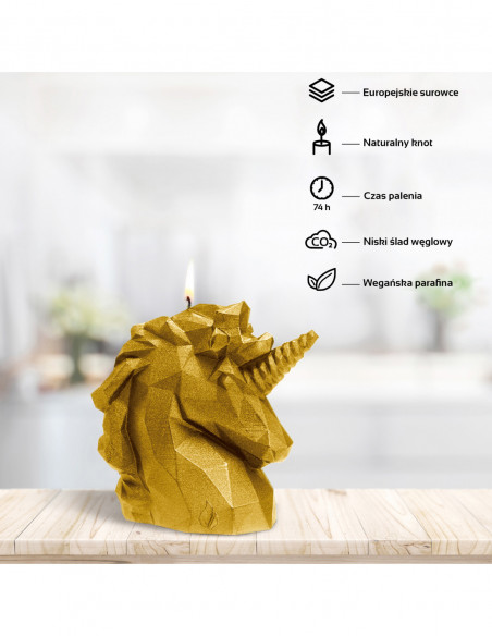 Świeca Unicorn Low-Poly Gold