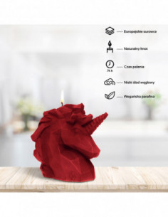 Świeca Unicorn Low-Poly Red
