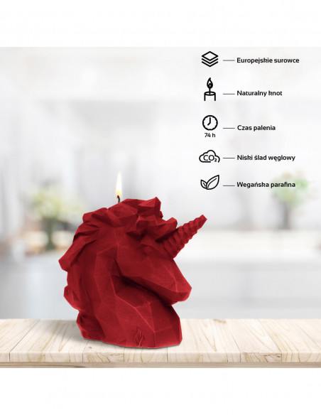Świeca Unicorn Low-Poly Red