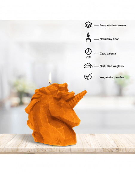 Świeca Unicorn Low-Poly Orange