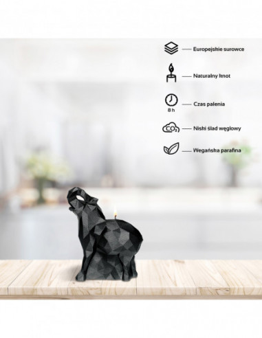 Świeca Elephant Low-Poly Black...