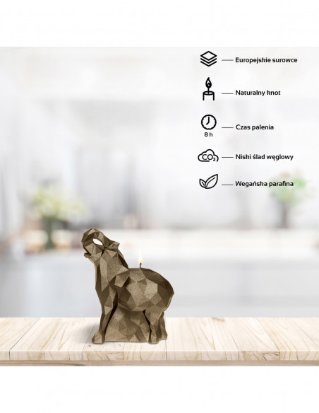 Świeca Elephant Low-Poly Brass Small
