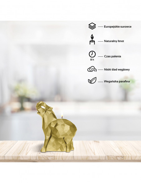 Świeca Elephant Low-Poly Classic Gold Small