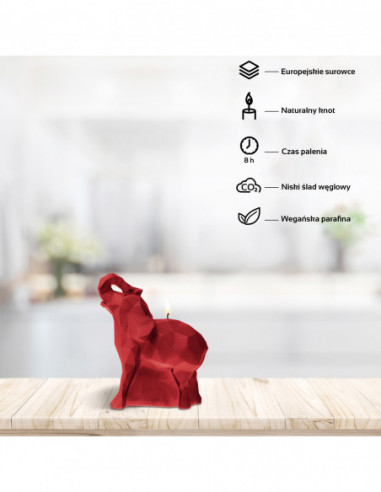 Świeca Elephant Low-Poly Red Small