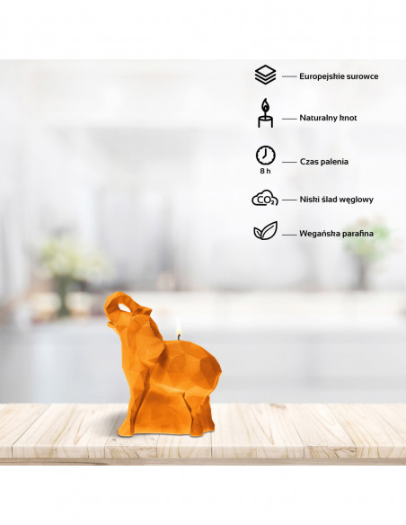 Świeca Elephant Low-Poly Orange Small