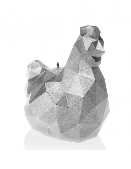 Świeca Chicken Low-Poly Silver Small