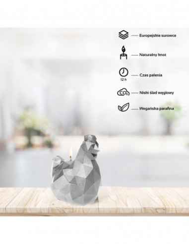 Świeca Chicken Low-Poly Silver Small