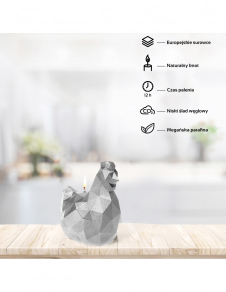 Świeca Chicken Low-Poly Silver Small