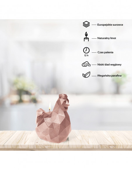 Świeca Chicken Low-Poly Rose Gold Small