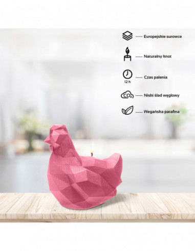 Świeca Chicken Low-Poly Pink Small