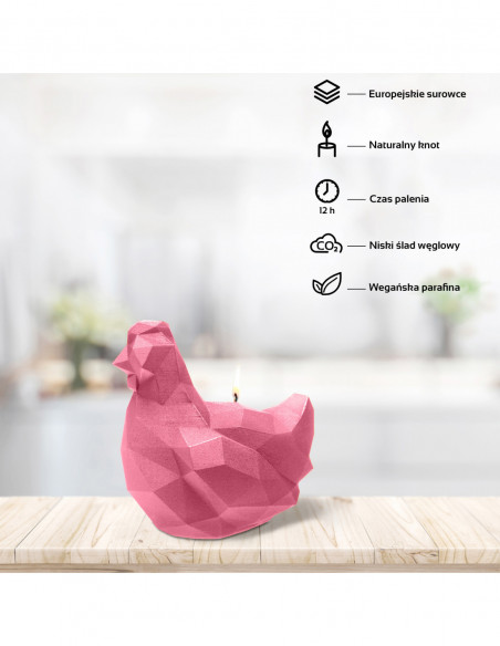 Świeca Chicken Low-Poly Pink Small