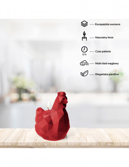 Świeca Chicken Low-Poly Red Small
