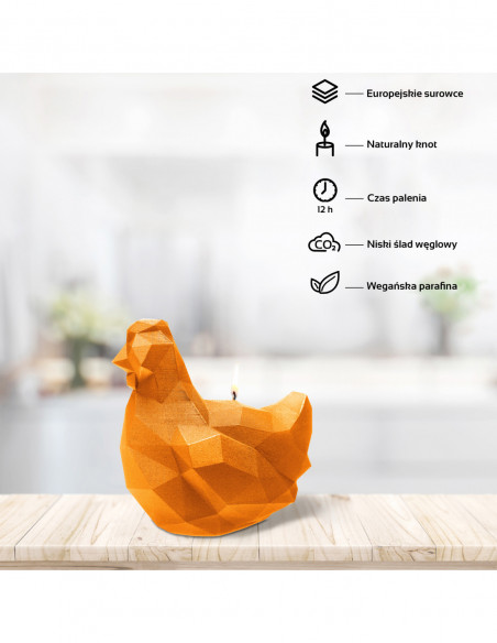 Świeca Chicken Low-Poly Orange Small