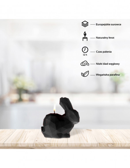 Świeca Rabbit Low-Poly Black Matt Small