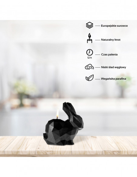 Świeca Rabbit Low-Poly Black Metallic Small
