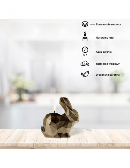 Świeca Rabbit Low-Poly Brass Small