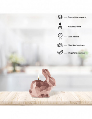 Świeca Rabbit Low-Poly Rose Gold Small