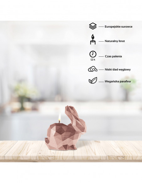 Świeca Rabbit Low-Poly Rose Gold Small